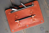 leather pencil case 3-ring binder - OCHRE handcrafted
