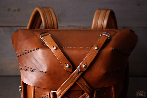 leather rucksack with stud closure - OCHRE handcrafted