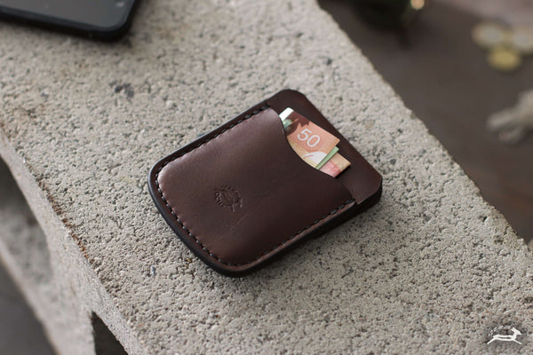 leather card holder with sleeve for bills - OCHRE handcrafted