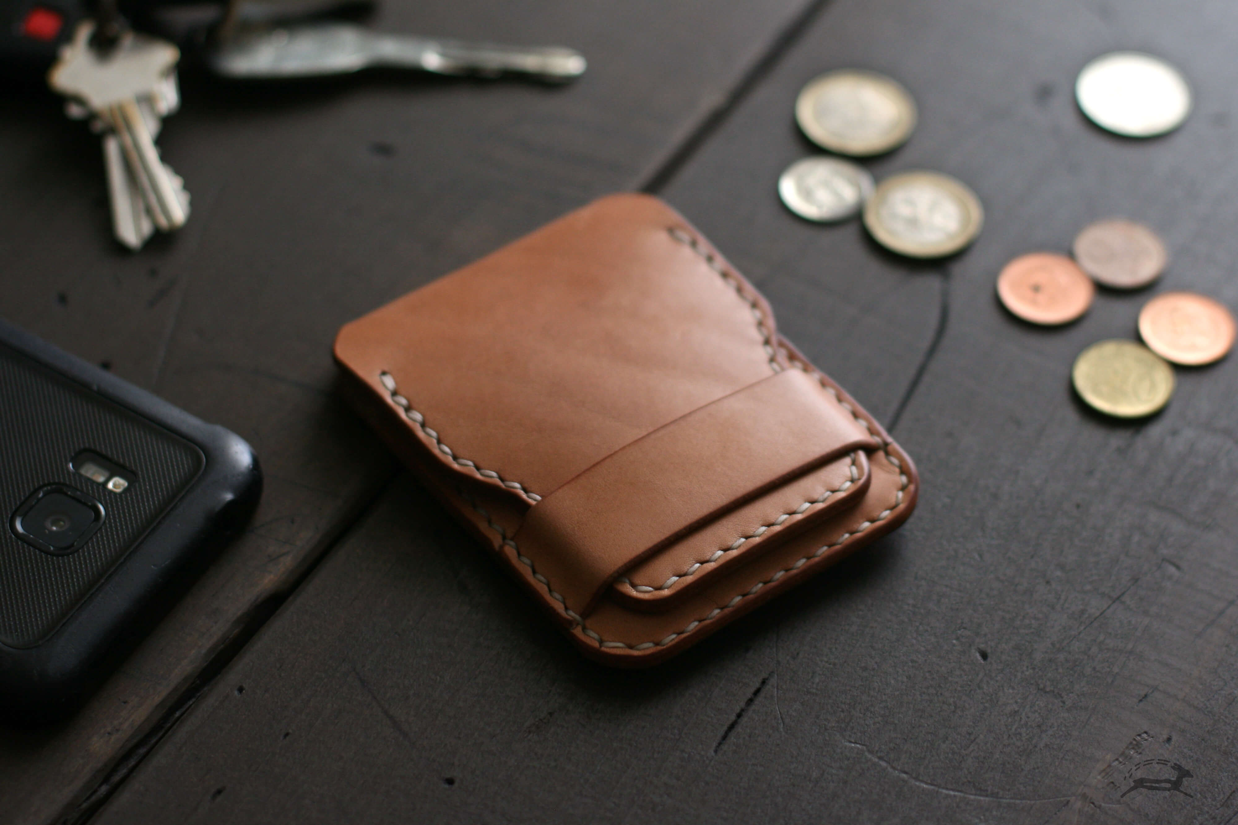 natural veg tanned leather wallet edc pocket dump - OCHRE handcrafted