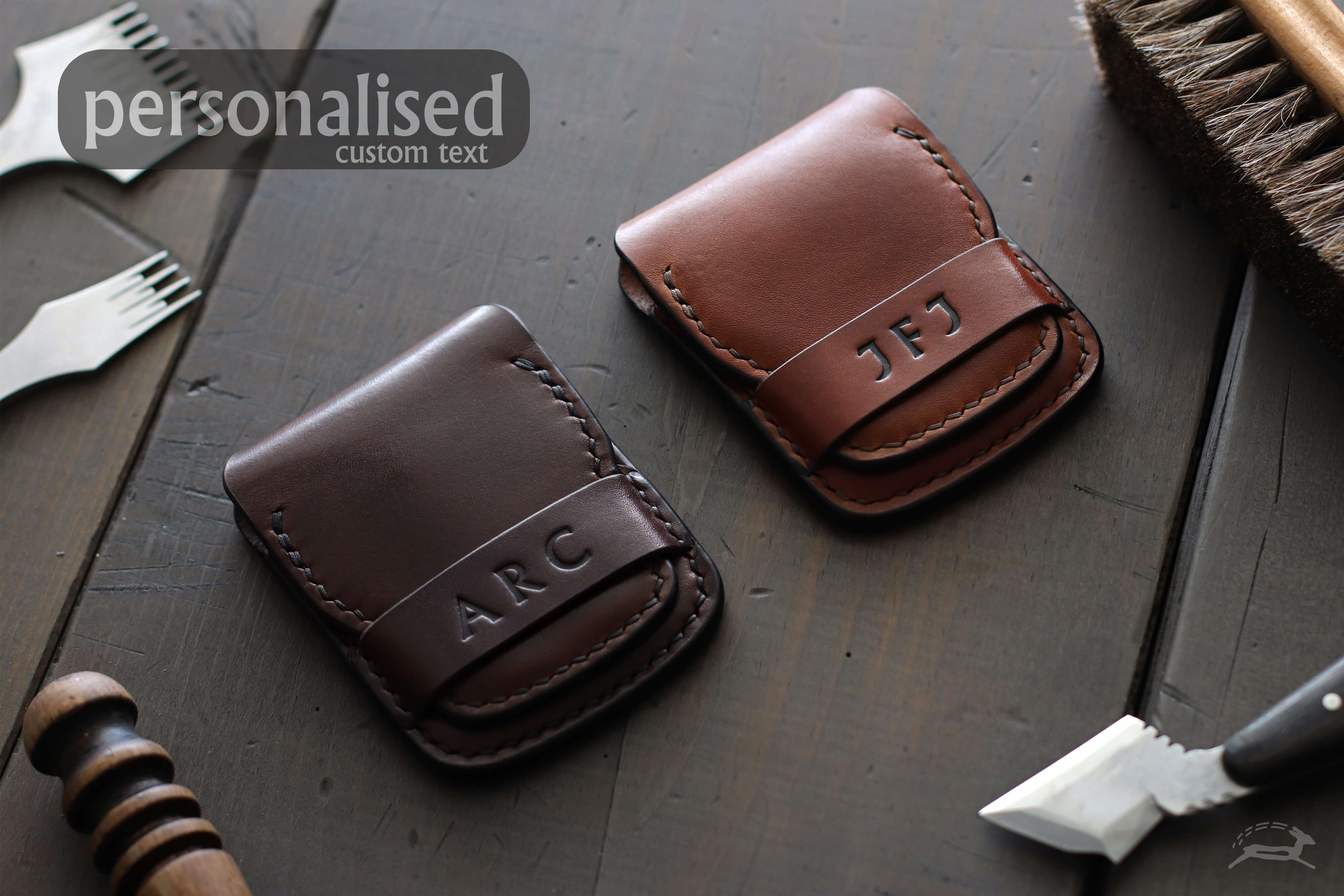 personalized leather wallets with debossed initials - OCHRE handcrafted