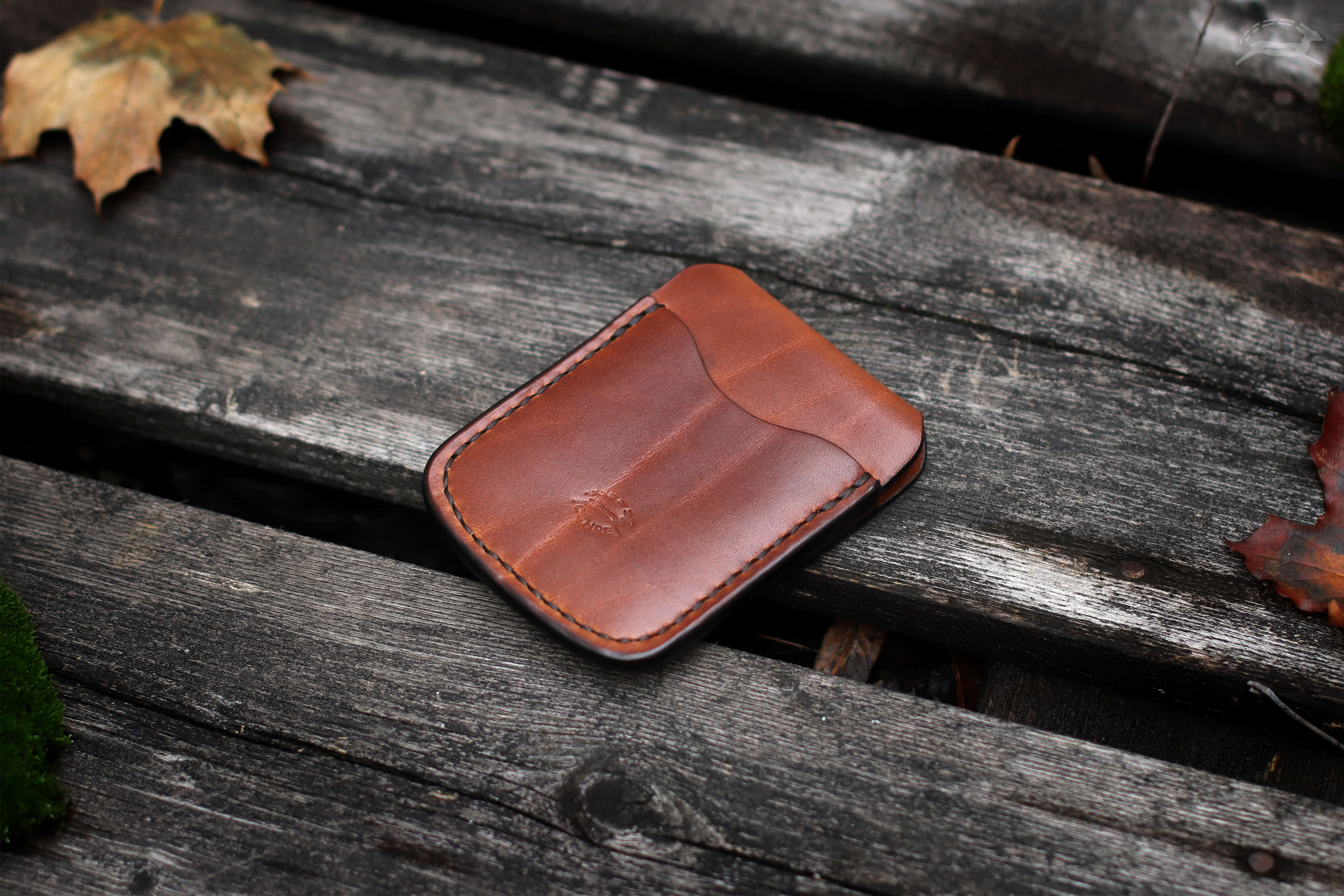 rustic handmade leather card wallet - OCHRE handcrafted