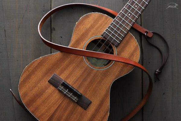 skinny leather ukulele strap - OCHRE handcrafted